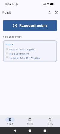 Aplikacja mobilna PlanujGrafik - Start zmiany jednym dotknięciem