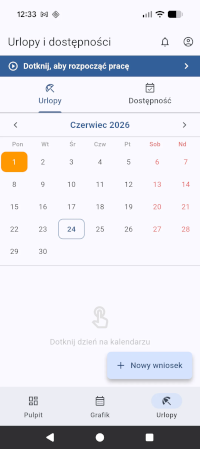 Aplikacja mobilna PlanujGrafik - Wnioski urlopowe z telefonu